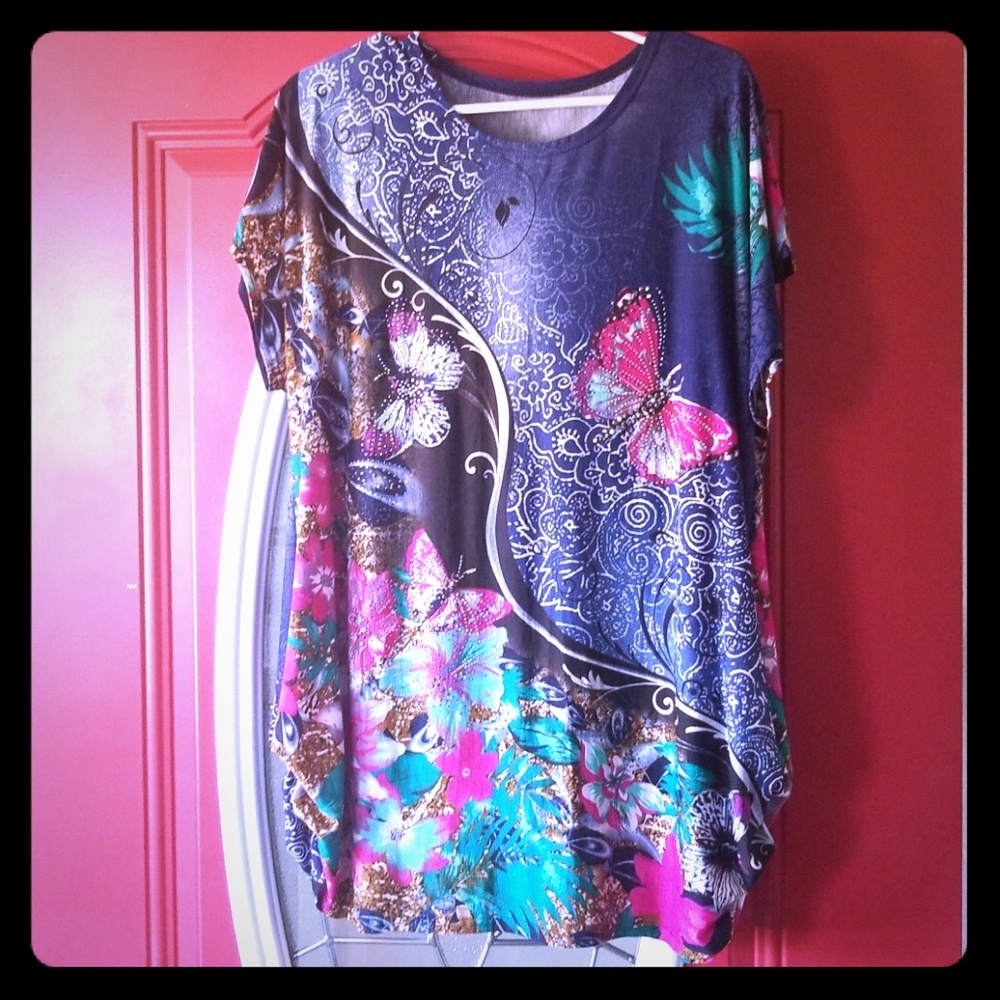 Beautiful colorful shirt with a little dazzle.